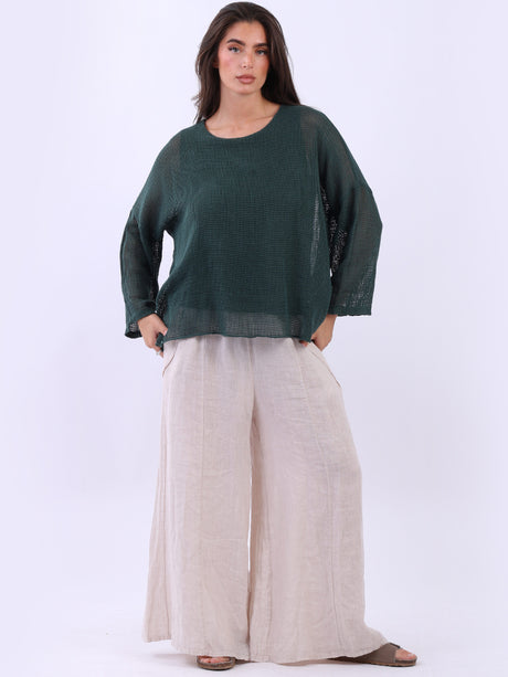 Mesh Net Crop Top Bottle Green