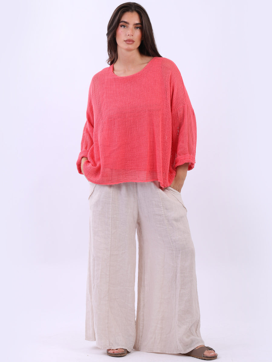 Mesh Net Crop Top Coral