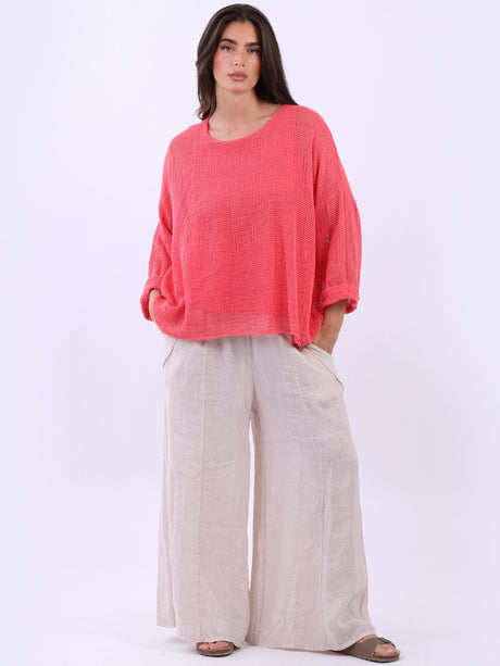 Mesh Net Crop Top Coral