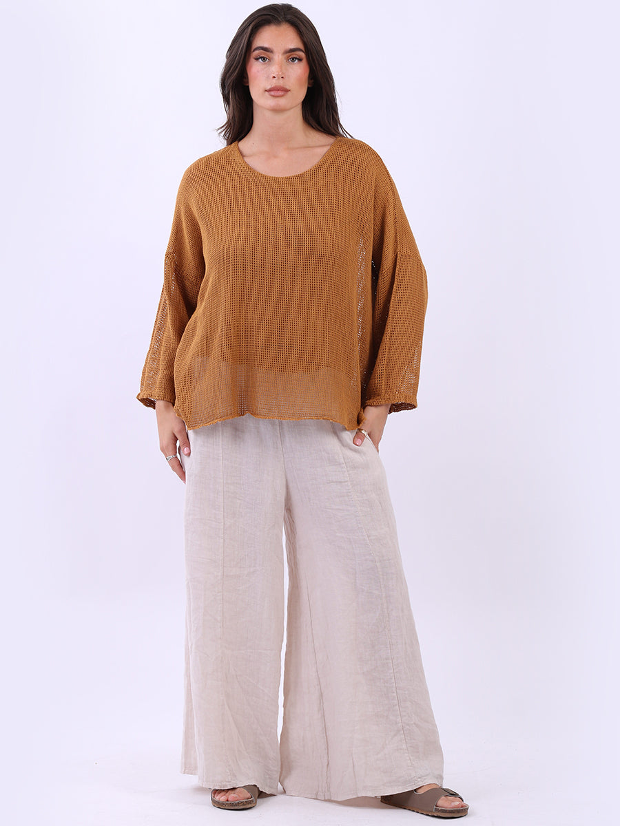 Mesh Net Crop Top Mustard