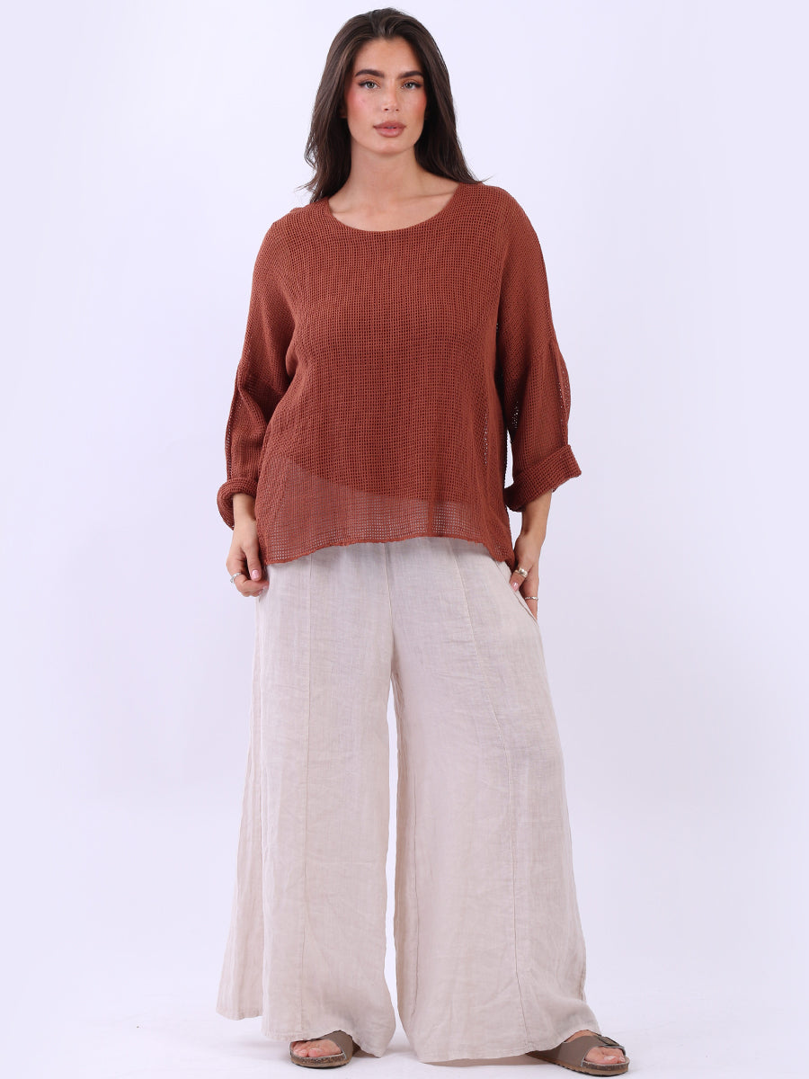 Mesh Net Crop Top Rust