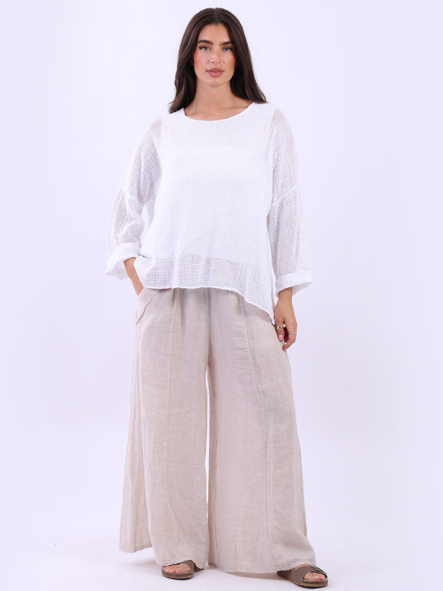 Mesh Net Crop Top White