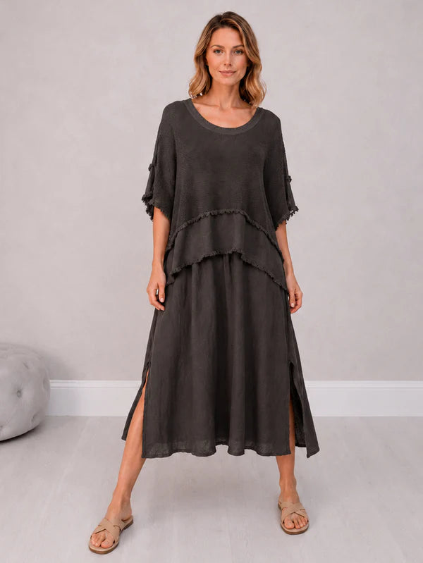 Mesh Net Cotton Dress Chocolate
