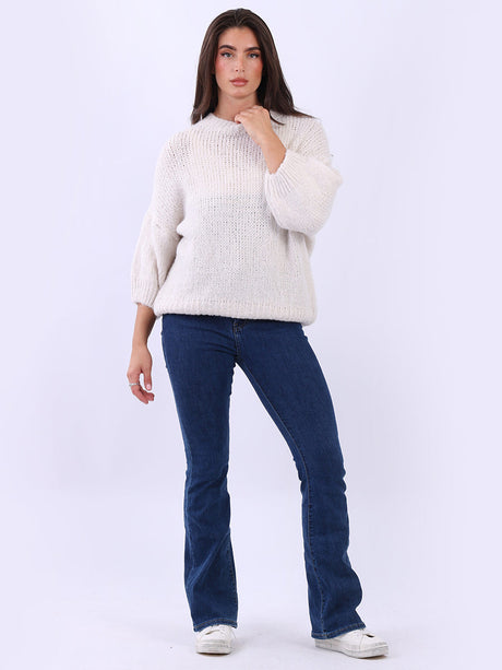 Crop Knit Baggy Jumper Beige