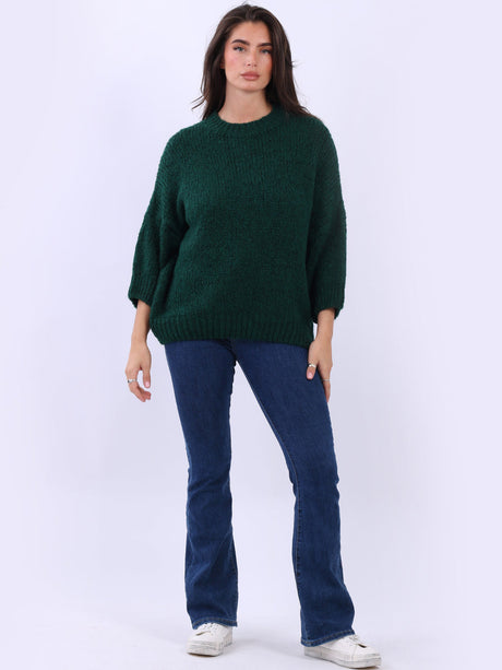 Crop Knit Baggy Jumper Bottle Green