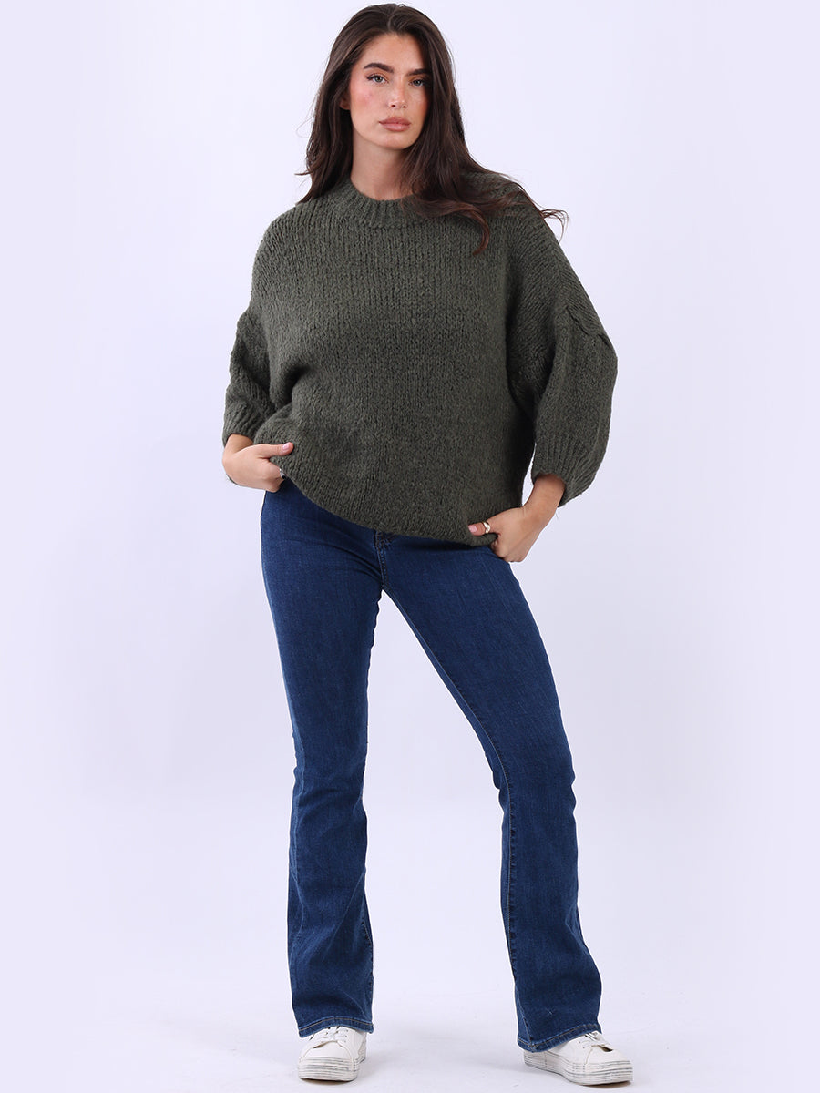 Crop Knit Baggy Jumper Khaki
