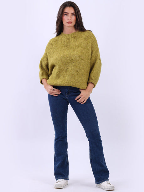 Crop Knit Baggy Jumper Olive
