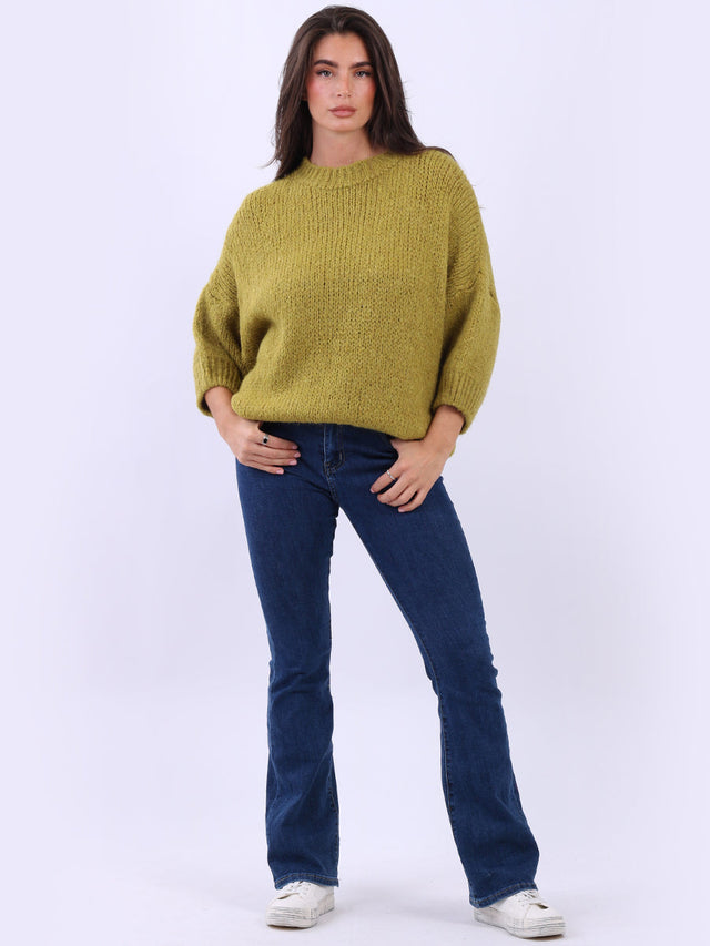 Crop Knit Baggy Jumper Olive