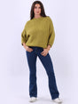 Crop Knit Baggy Jumper Olive