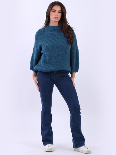 Crop Knit Baggy Jumper Teal