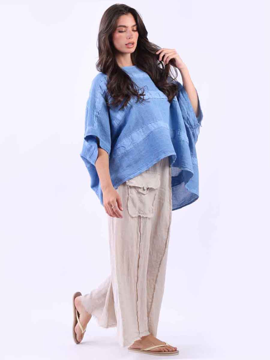 Plus Size Vintage Washed Linen Stripe Top