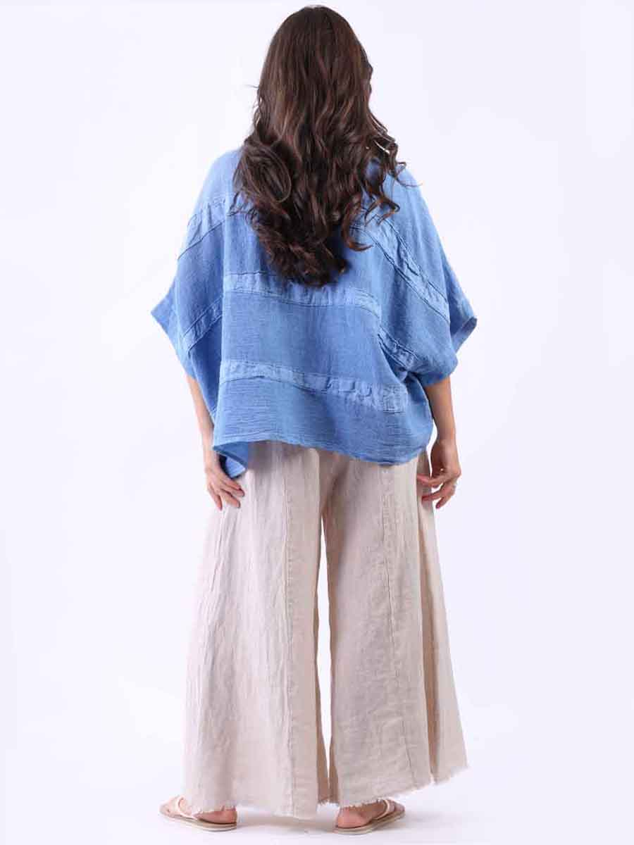 Plus Size Vintage Washed Linen Stripe Top