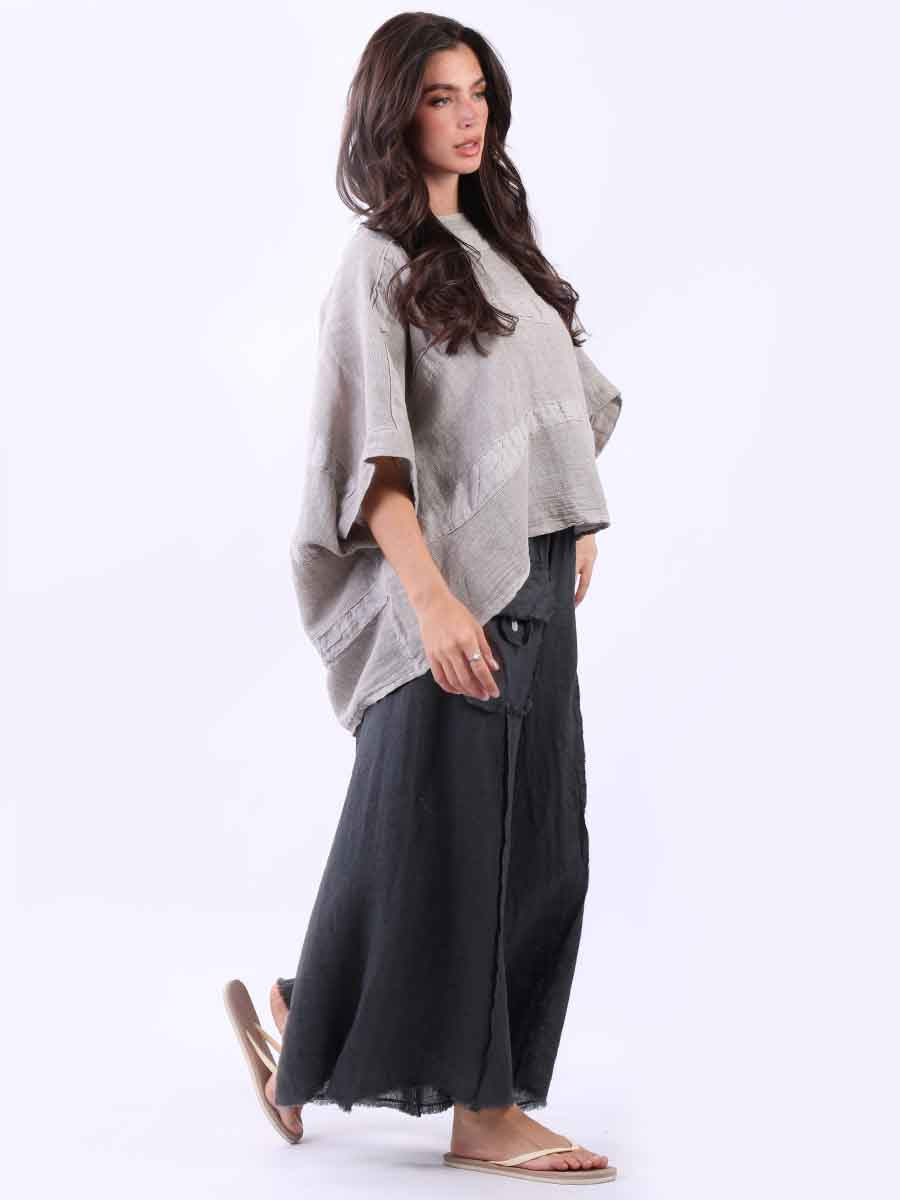 Plus Size Vintage Washed Linen Stripe Top