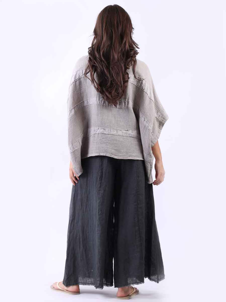 Plus Size Vintage Washed Linen Stripe Top