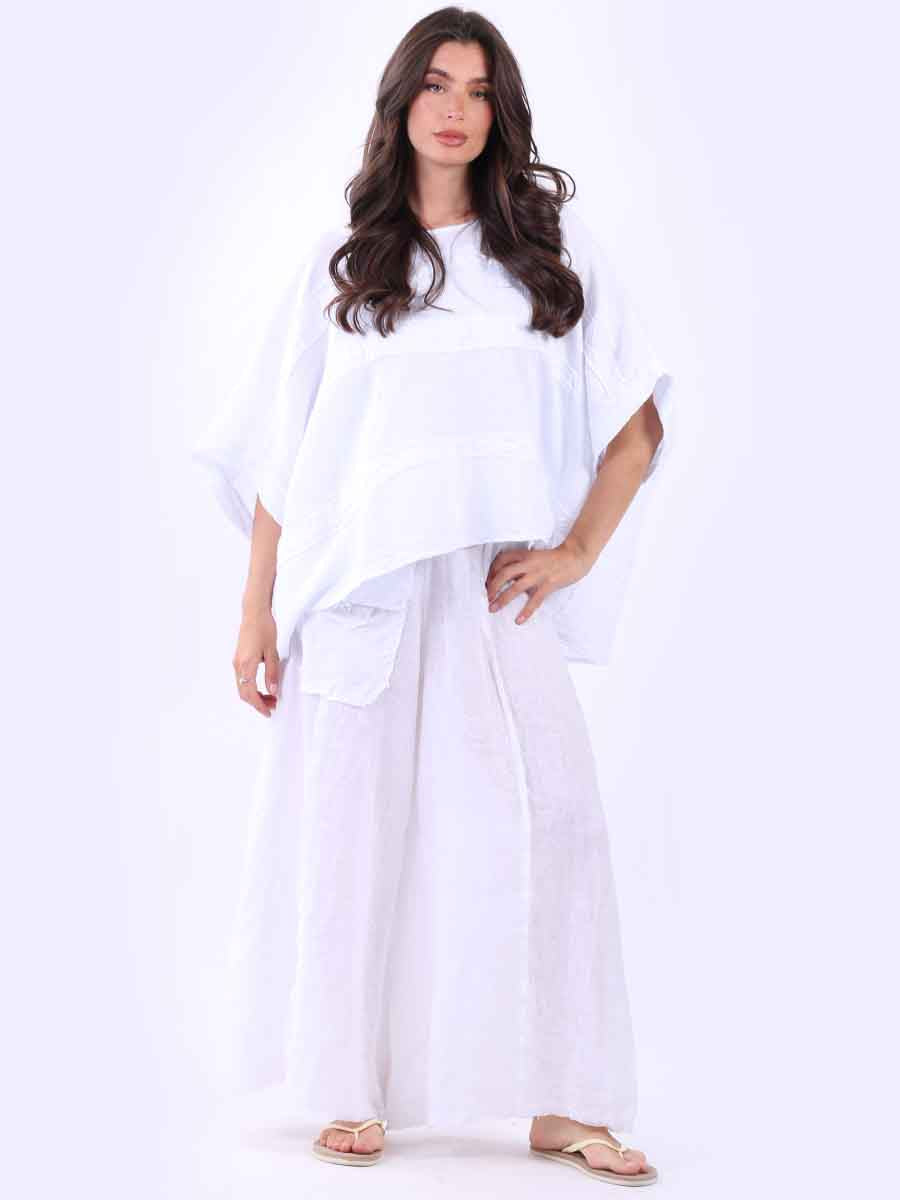 Plus Size Vintage Washed Linen Top White