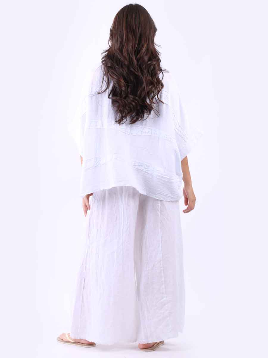 Plus Size Vintage Washed Linen Stripe Top