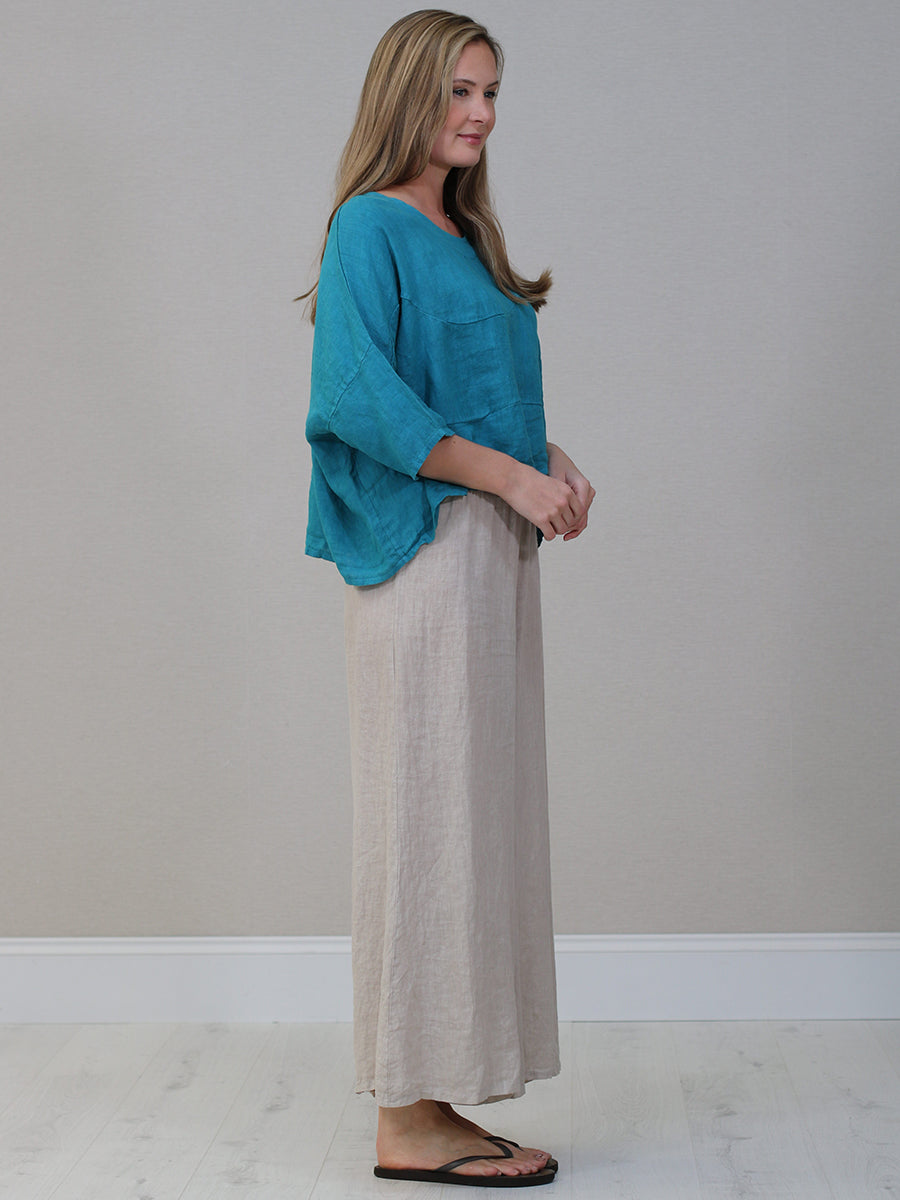 Solid Linen Batwing Crop Top