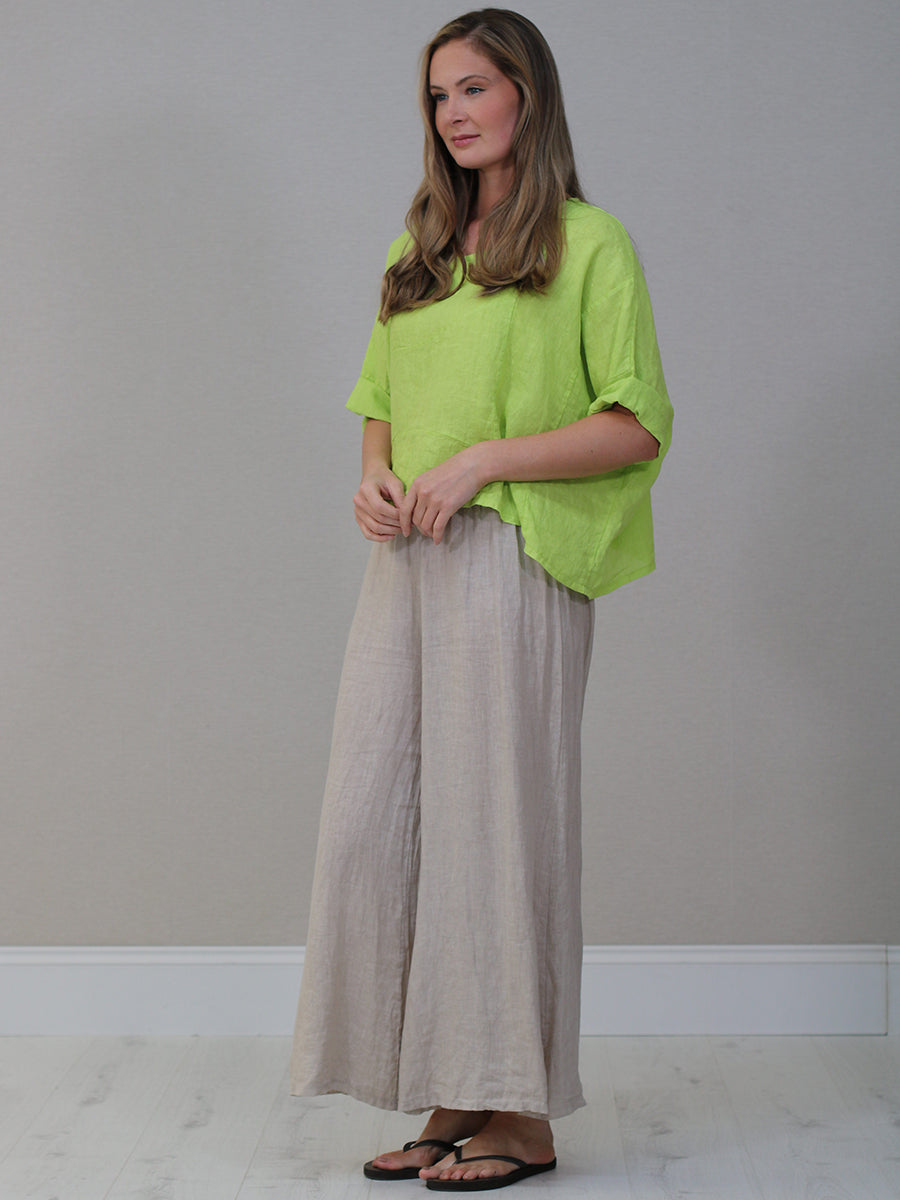Solid Linen Batwing Crop Top