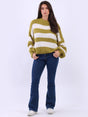 Stripy Batwing Jumper Olive