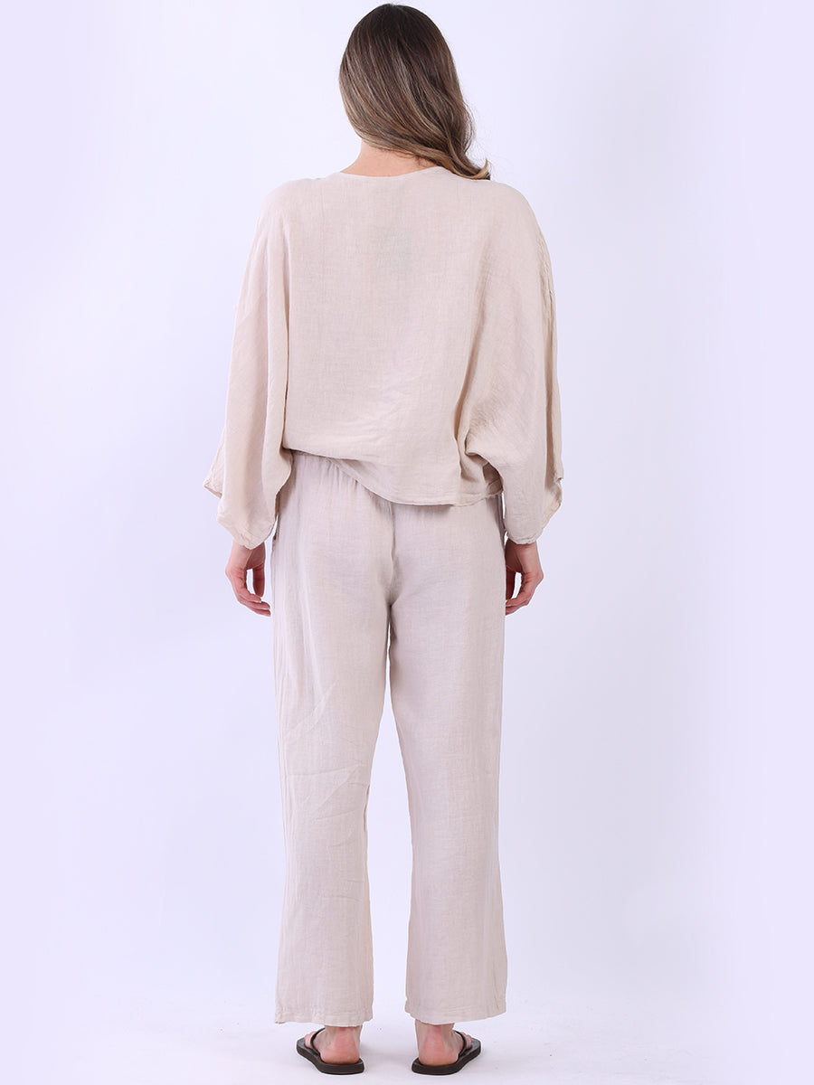 Raw Edge Linen Cross Over Crop Top