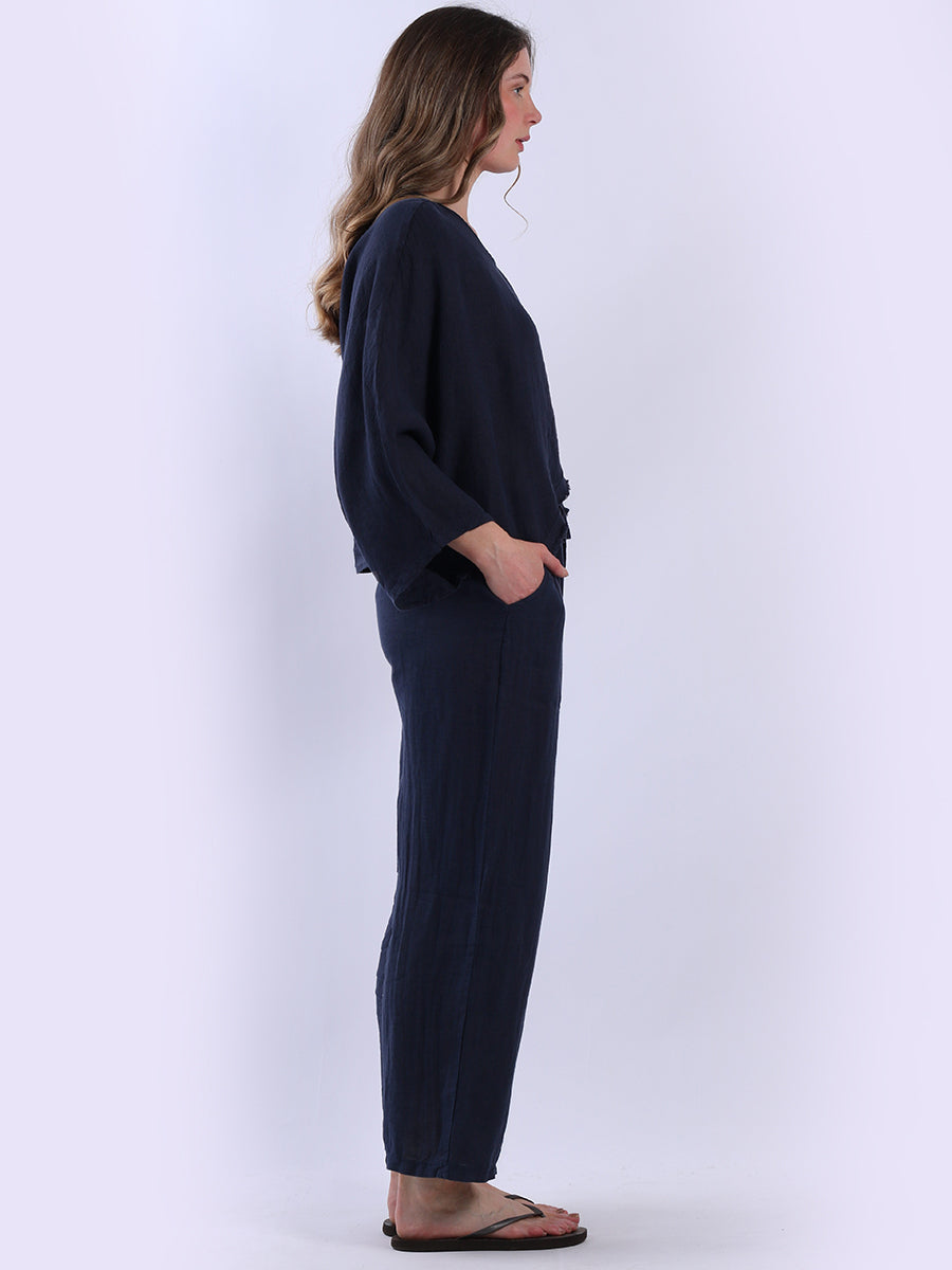 Raw Edge Linen Cross Over Crop Top