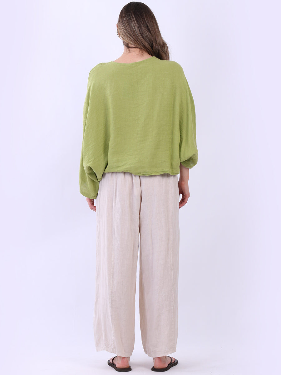 Raw Edge Linen Cross Over Crop Top