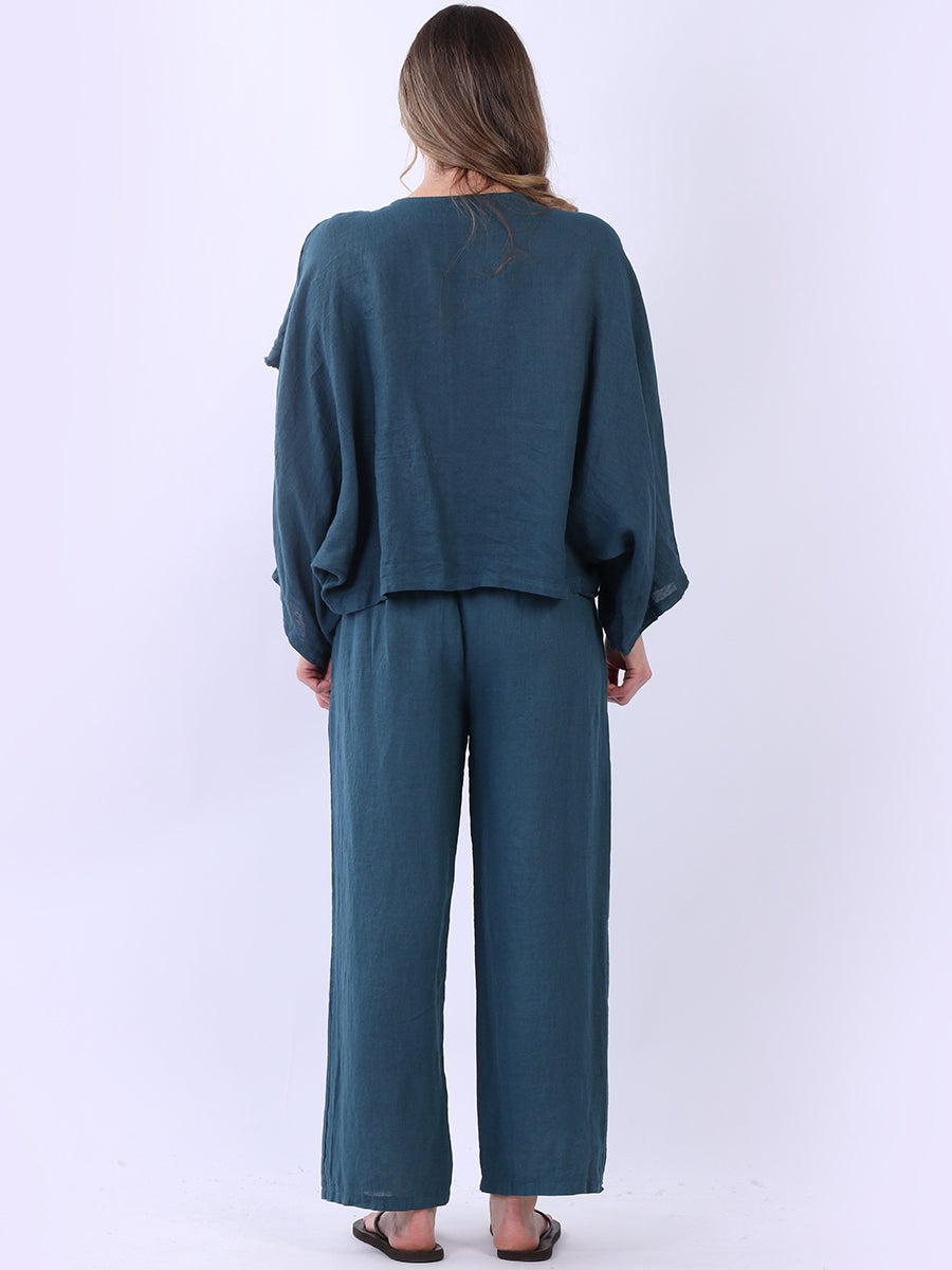 Raw Edge Linen Cross Over Crop Top