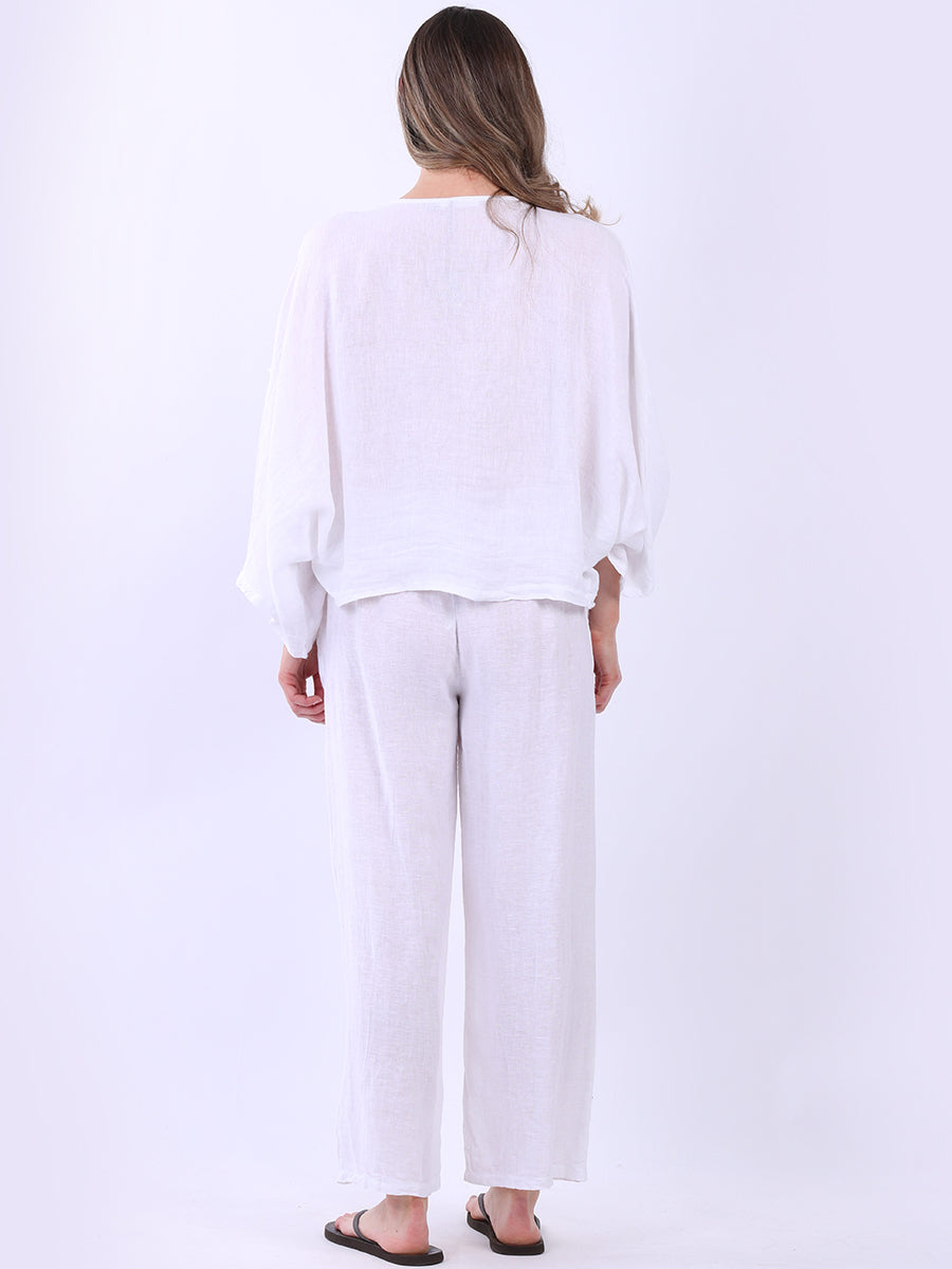 Raw Edge Linen Cross Over Crop Top