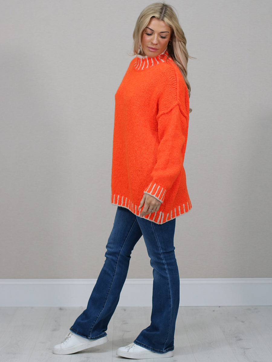 Whipstitch Knitted Wooly Jumper