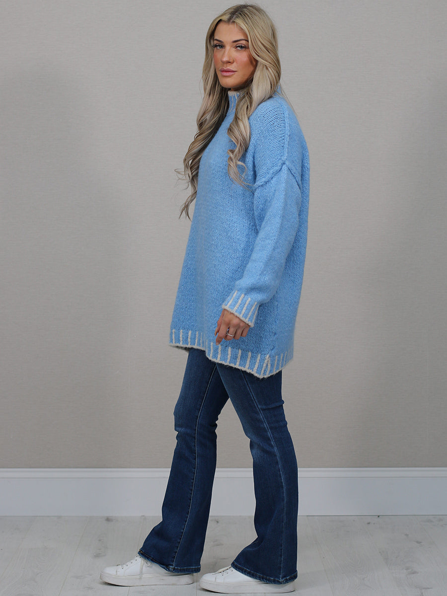 Whipstitch Knitted Wooly Jumper