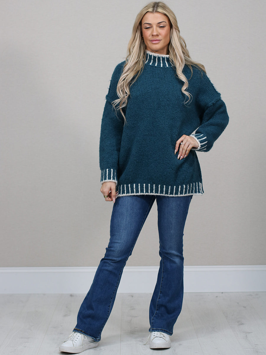 Whipstitch Knitted Wooly Jumper