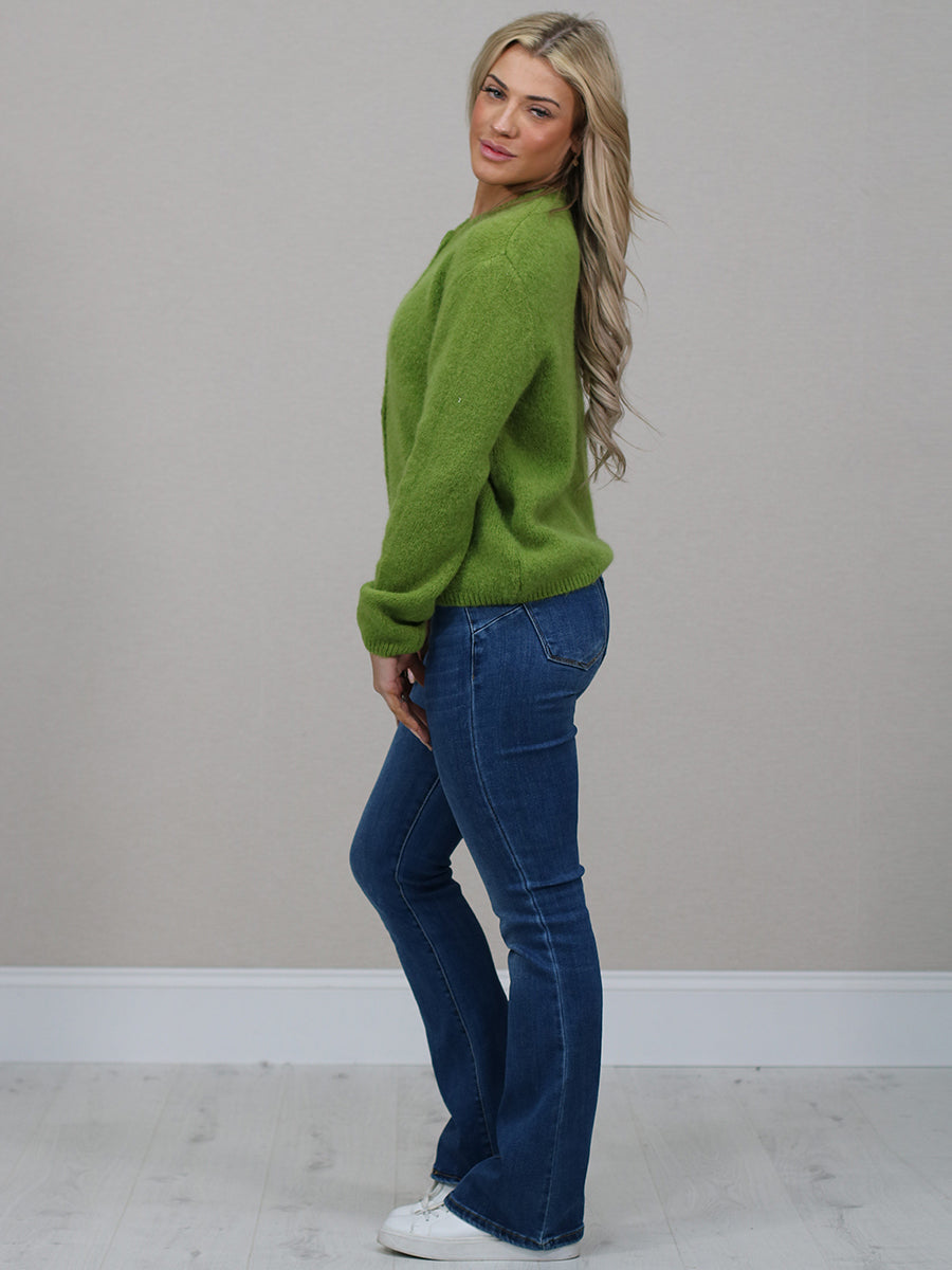 Front Buttoned Crop Knitted Cardigan