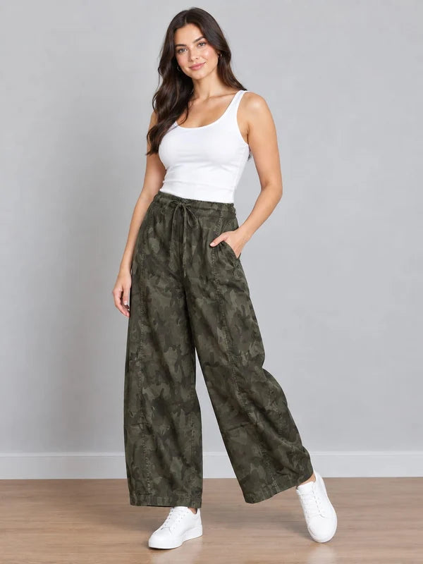 Camouflage Print Cotton Joggers Chocolate