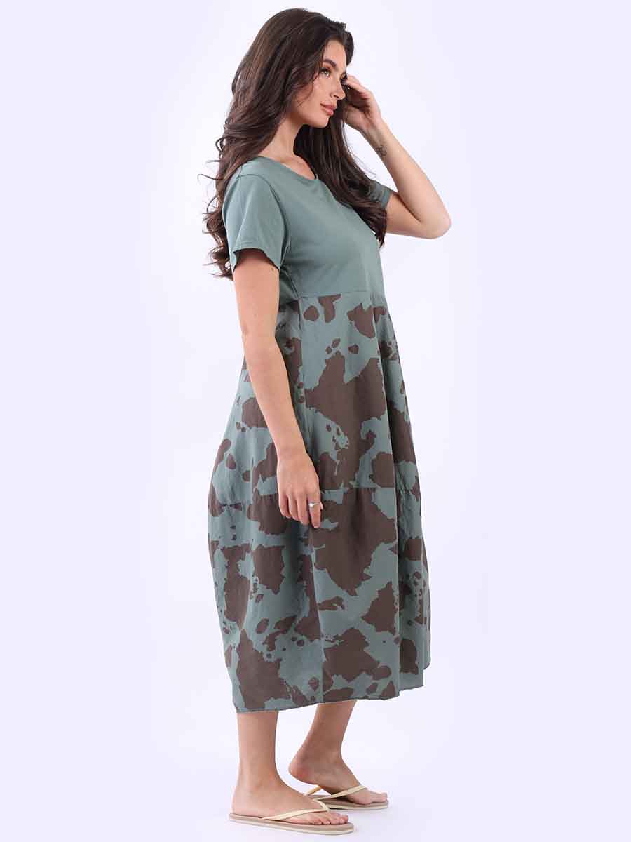 Cotton Baggy Camouflage Print Dress