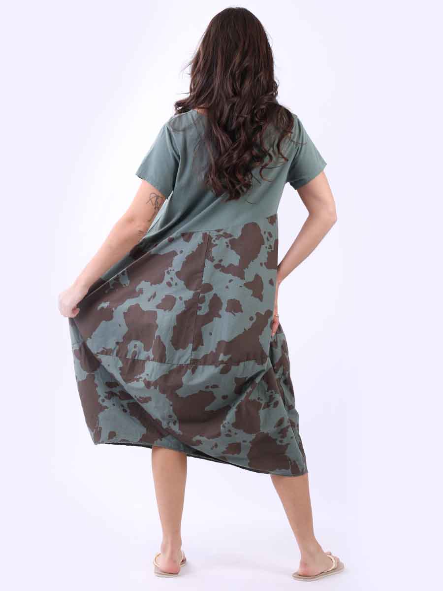 Cotton Baggy Camouflage Print Dress