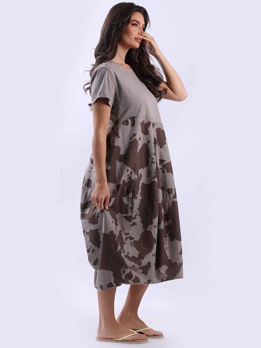 Cotton Baggy Camouflage Print Dress