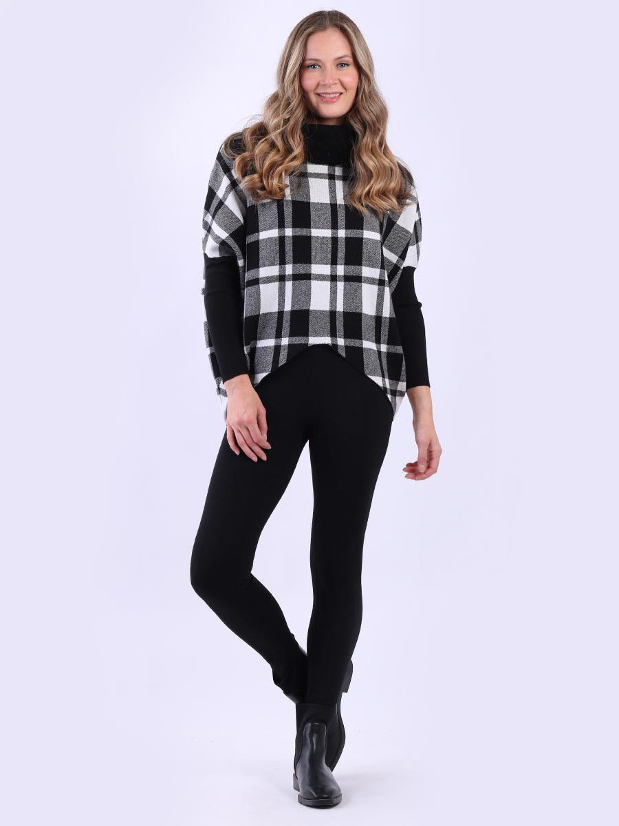 Check Print Knitted Jumper Black