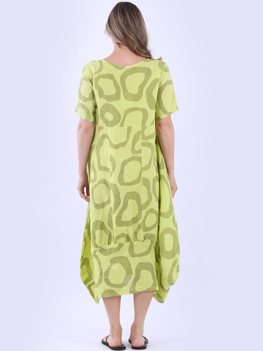 Women Circle Print Linen Dress