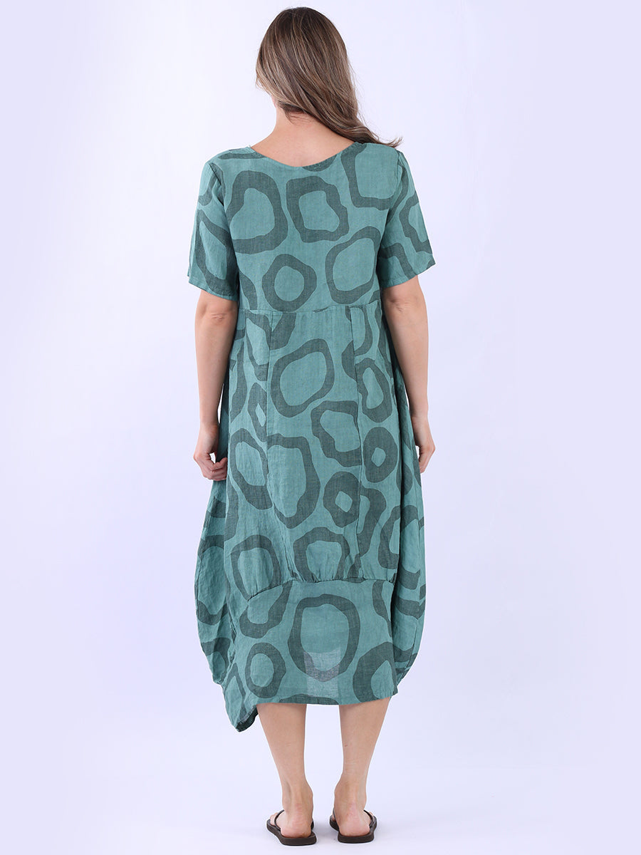 Women Circle Print Linen Dress