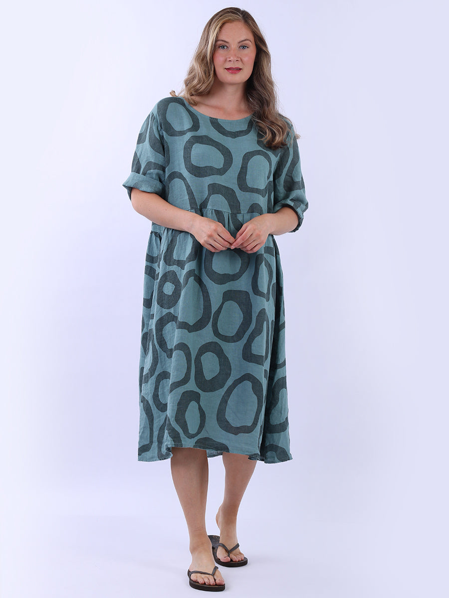 Plus Size Printed Linen Dress