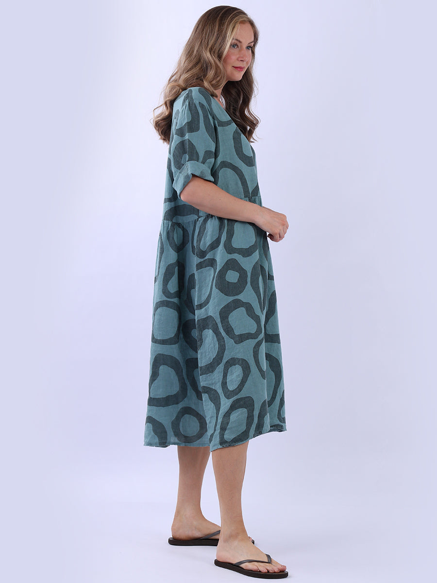 Plus Size Printed Linen Dress