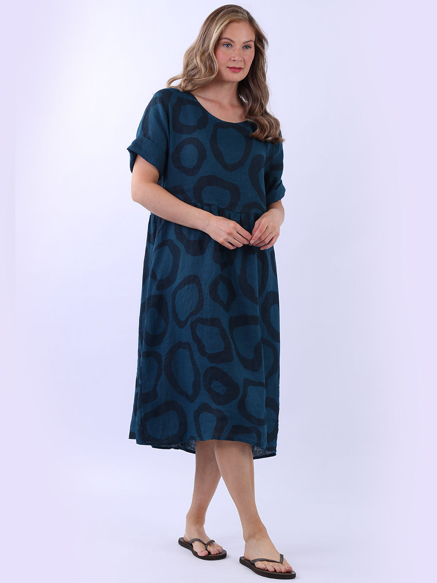 Plus Size Printed Linen Dress