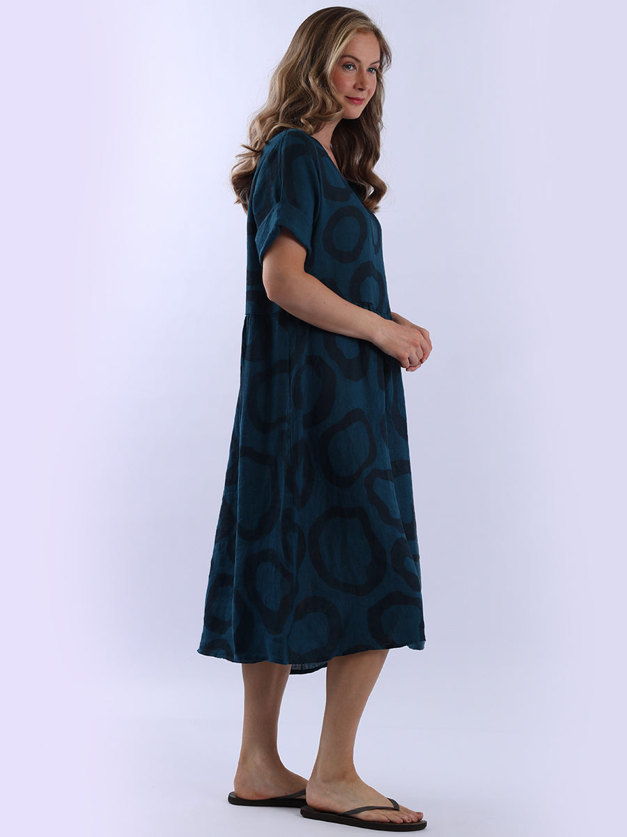 Plus Size Printed Linen Dress