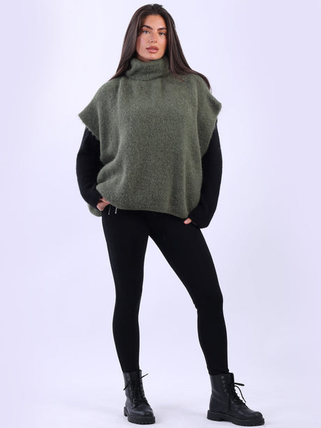 Cowl Neck Batwing Jumper Khaki