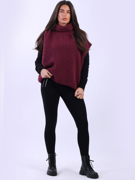 Cowl Neck Batwing Jumper Wine