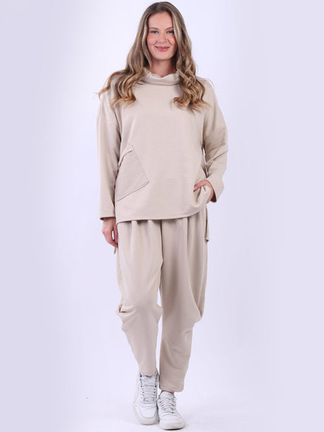 Cowl Neck Woolen Top Beige