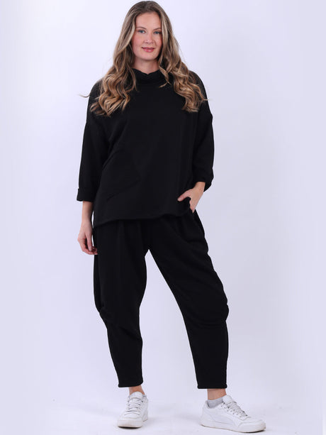 Cowl Neck Woolen Top Black