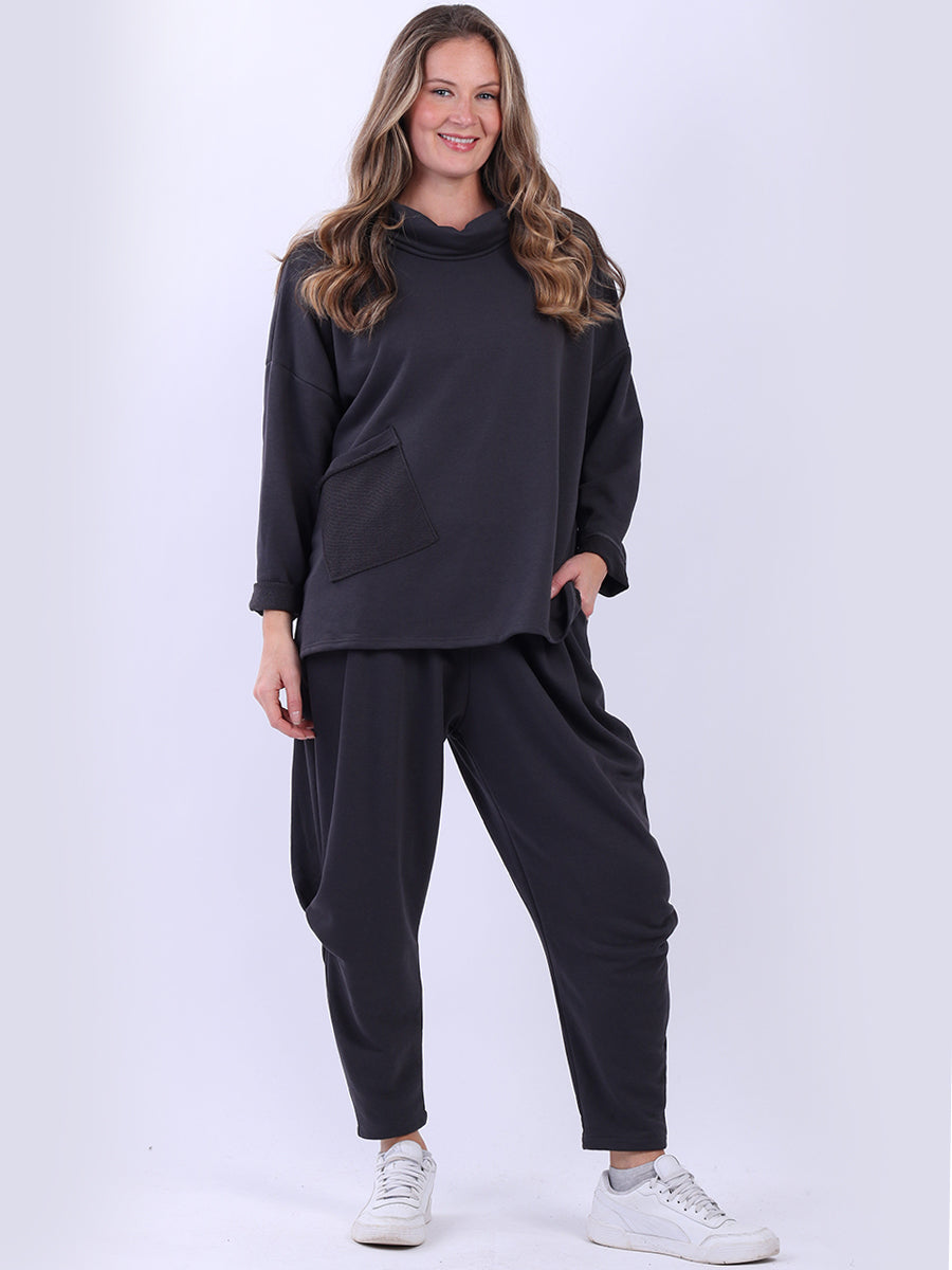 Cowl Neck Woolen Top Charcoal