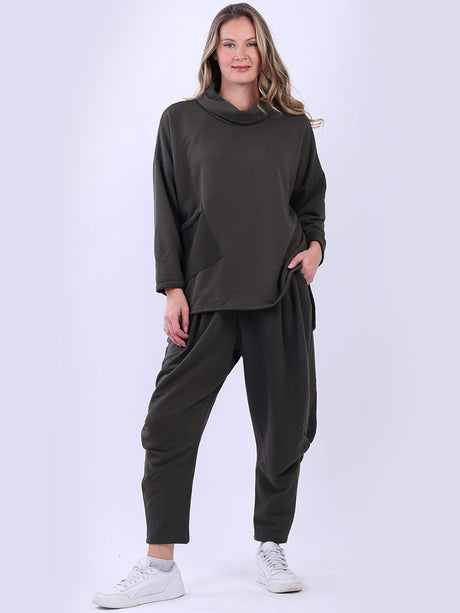 Cowl Neck Woolen Top Khaki