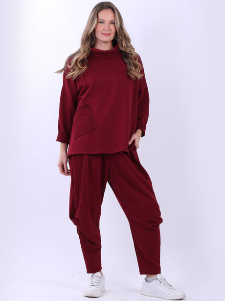 Cowl Neck Woolen Top Wine